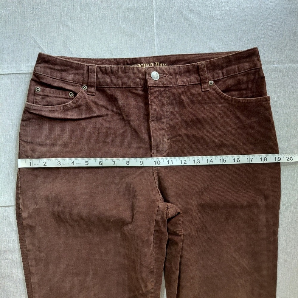 St. John's Bay Secretly Slender Bootcut Corduroy Pants Women's 10 Brown Mid Rise - Picture 8 of 13